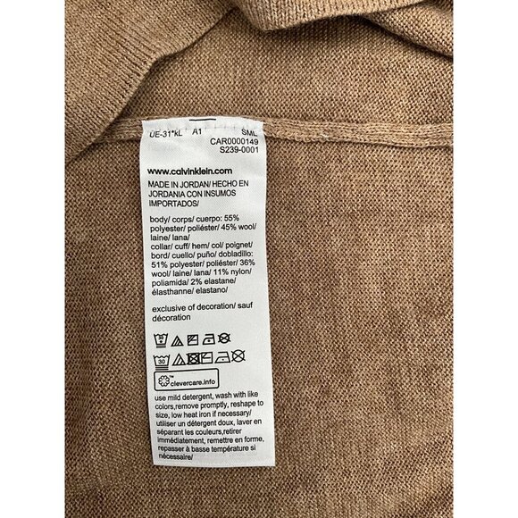 Calvin Klein Men's Extra-Fine Merino Wool Sweater 2XL Tan - Picture 9 of 10